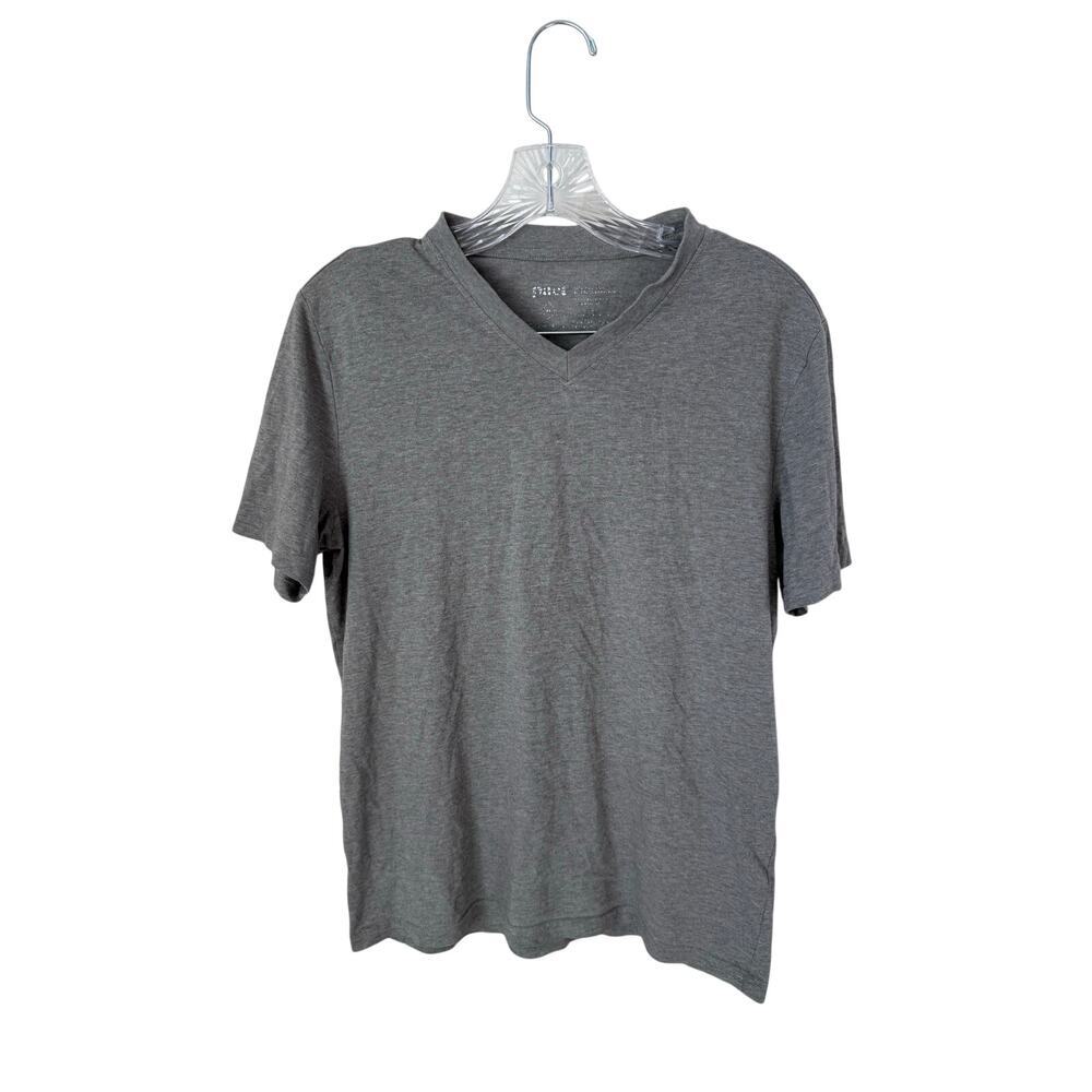PACT Unisex Gray V Neck Organic Tee Shirt Size Medium